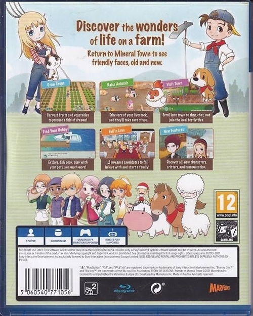 Story of Seasons Friends of Mineral Town - PS4 (B Grade) (Genbrug)